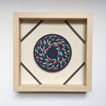 Multi Colored Wreath on Blue Linen