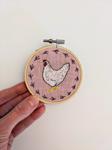 Hen on Pink Linen