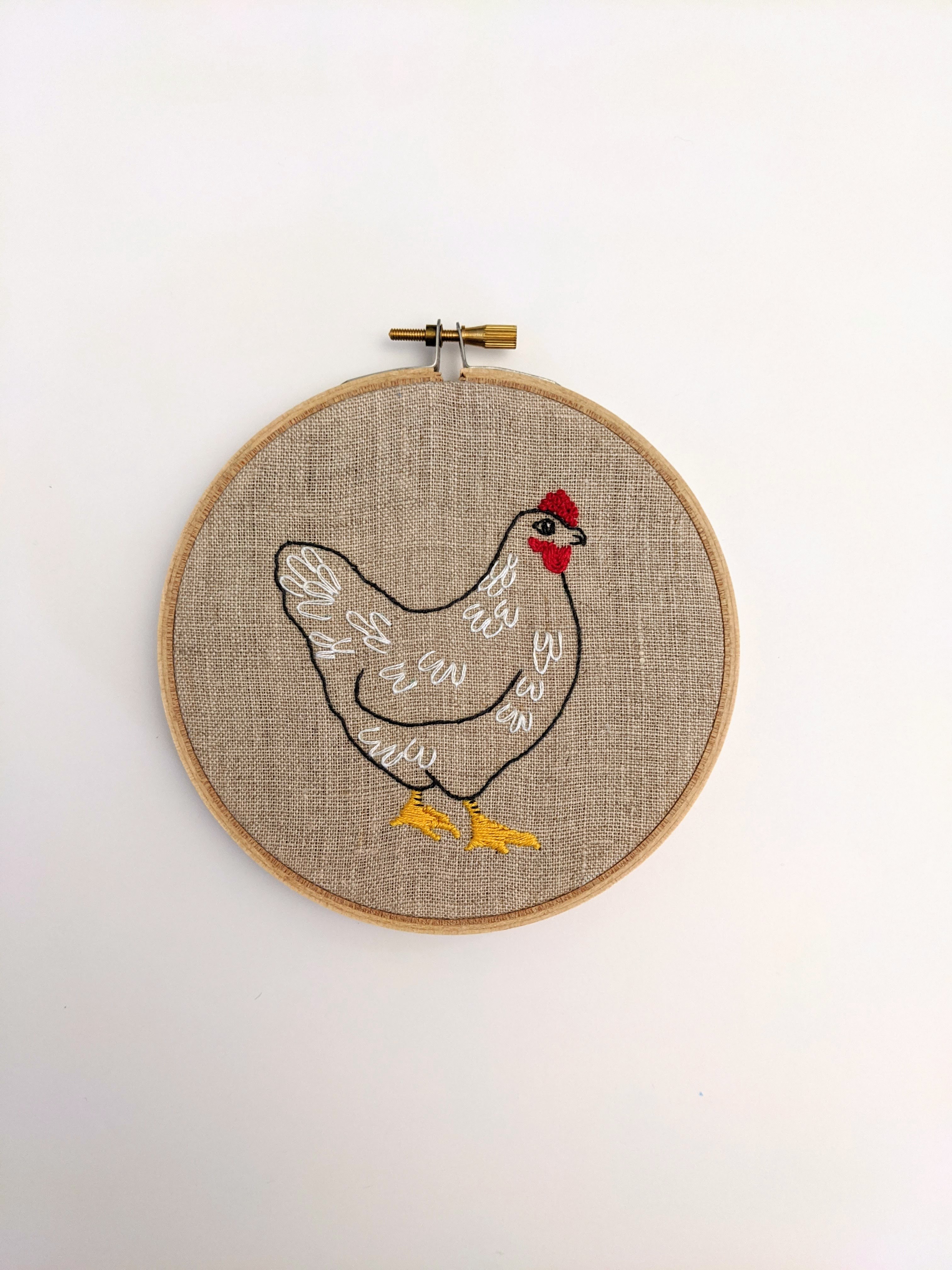 Hen on Natural Linen