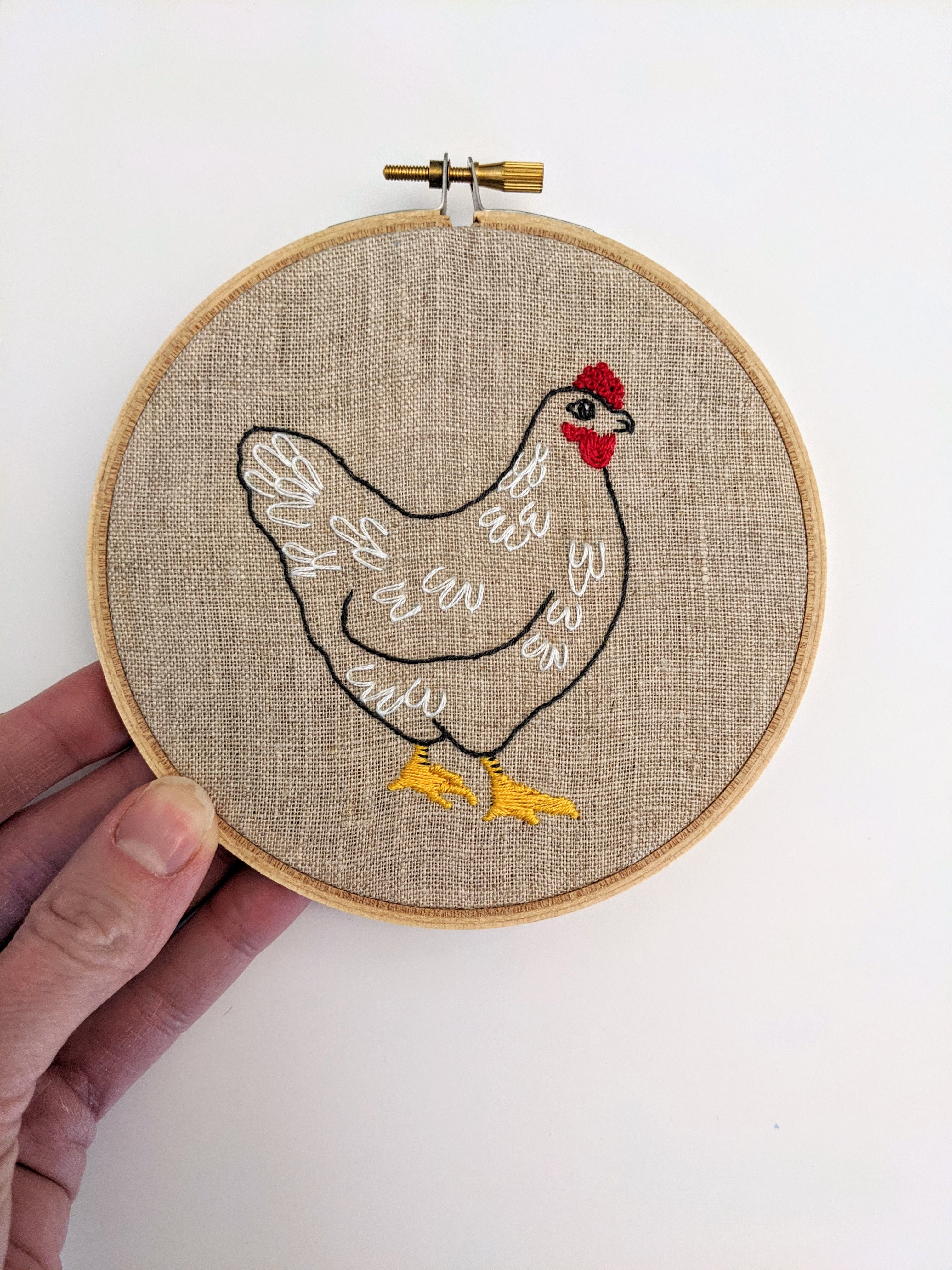 Hen on Natural Linen