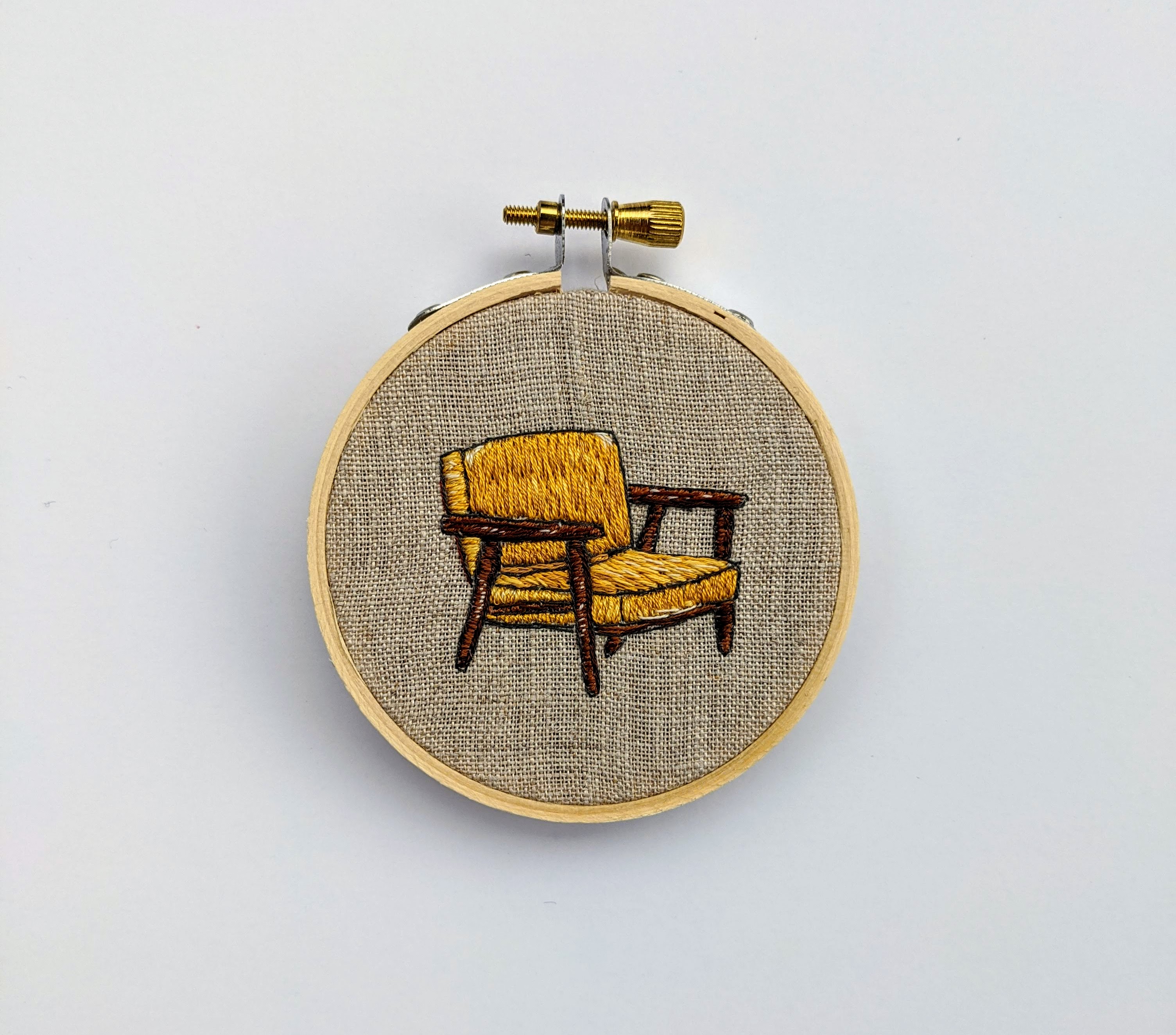 Cigar Chair with Mustard Upholstery