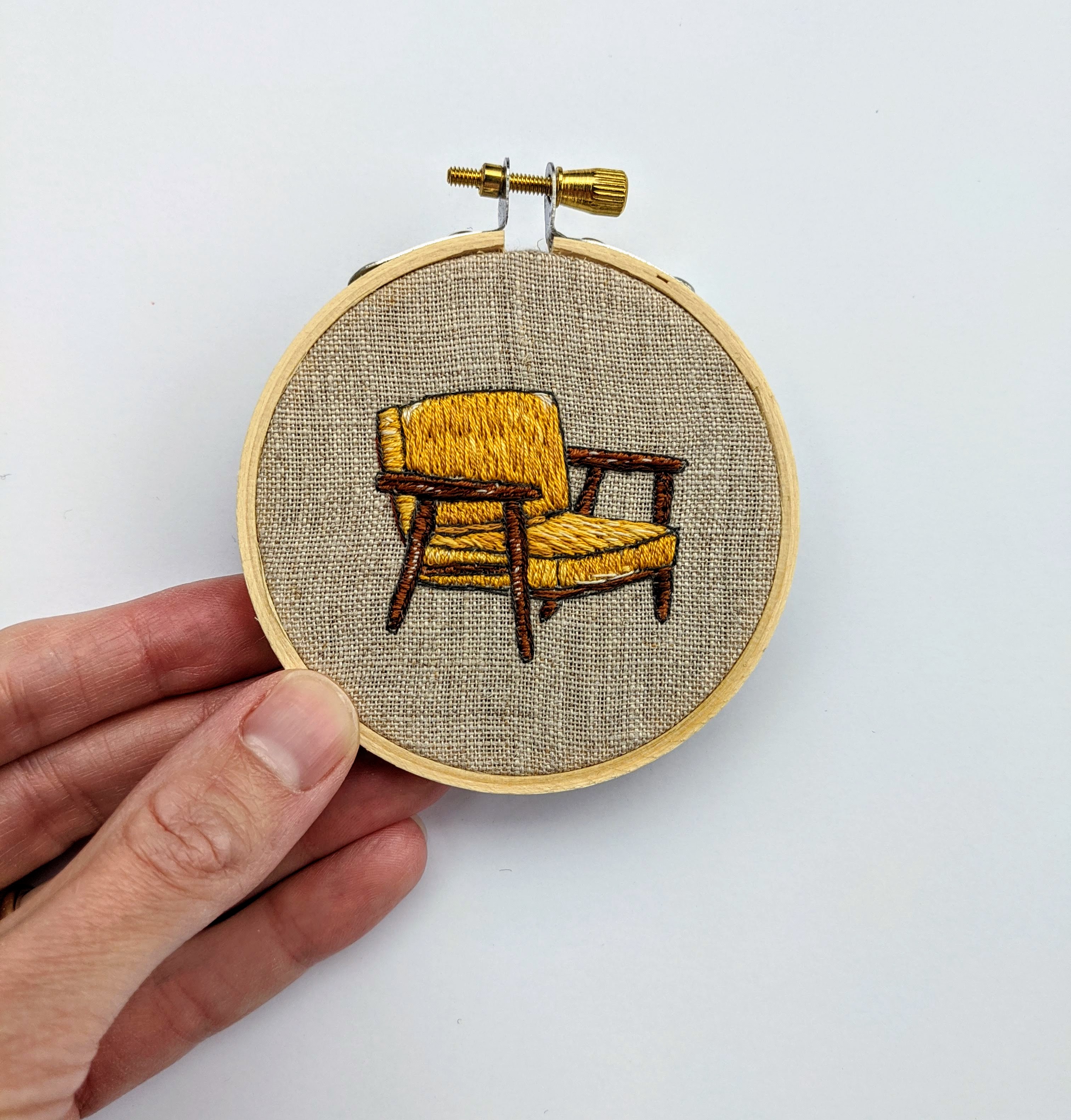 Cigar Chair with Mustard Upholstery