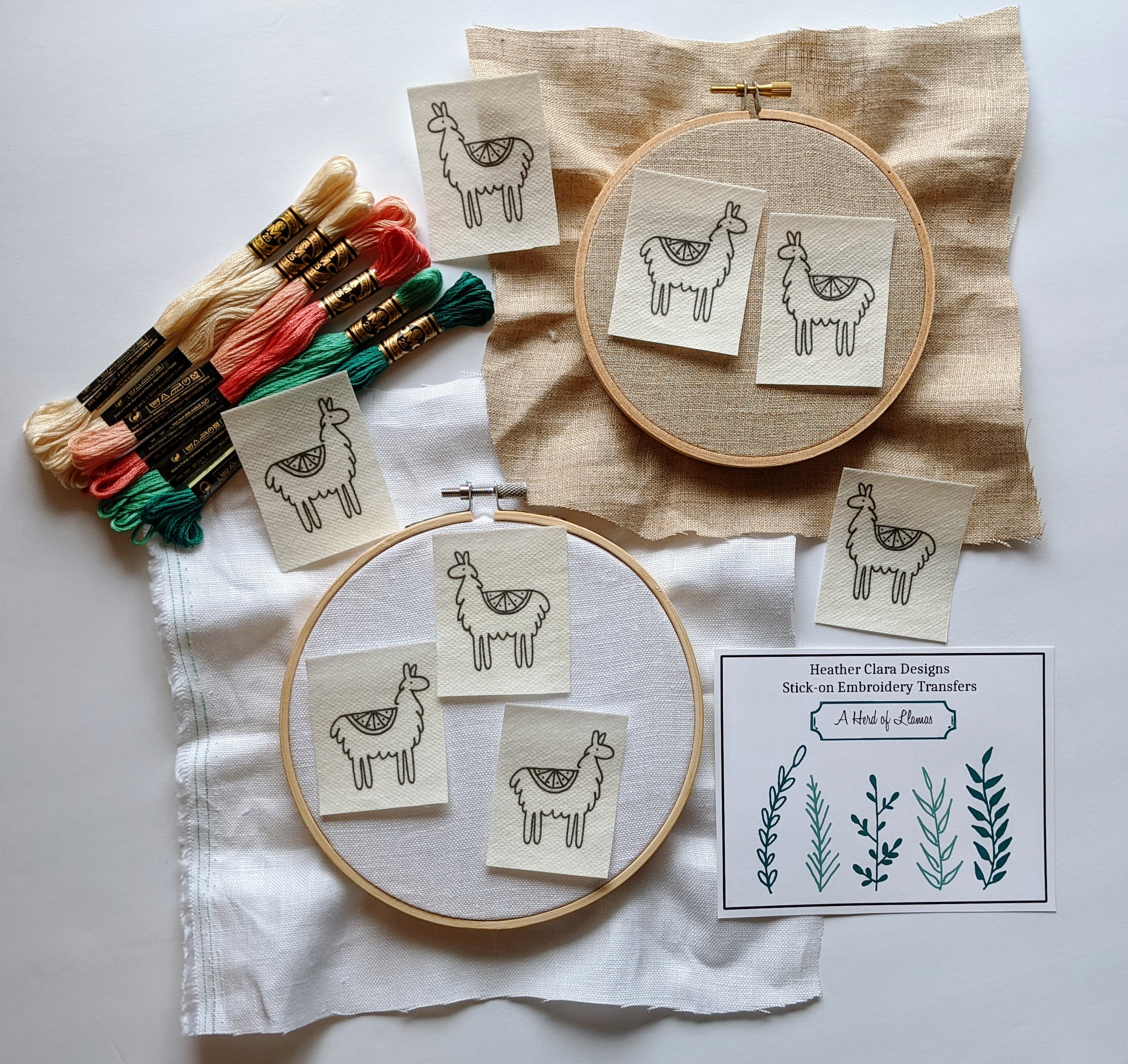 Embroidery Transfer Stickers - A Herd of Llamas