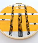 Black and Mustard Vertical Abstract Hand Embroidery