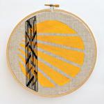 Black and Mustard Vertical Starburst Hand Embroidery