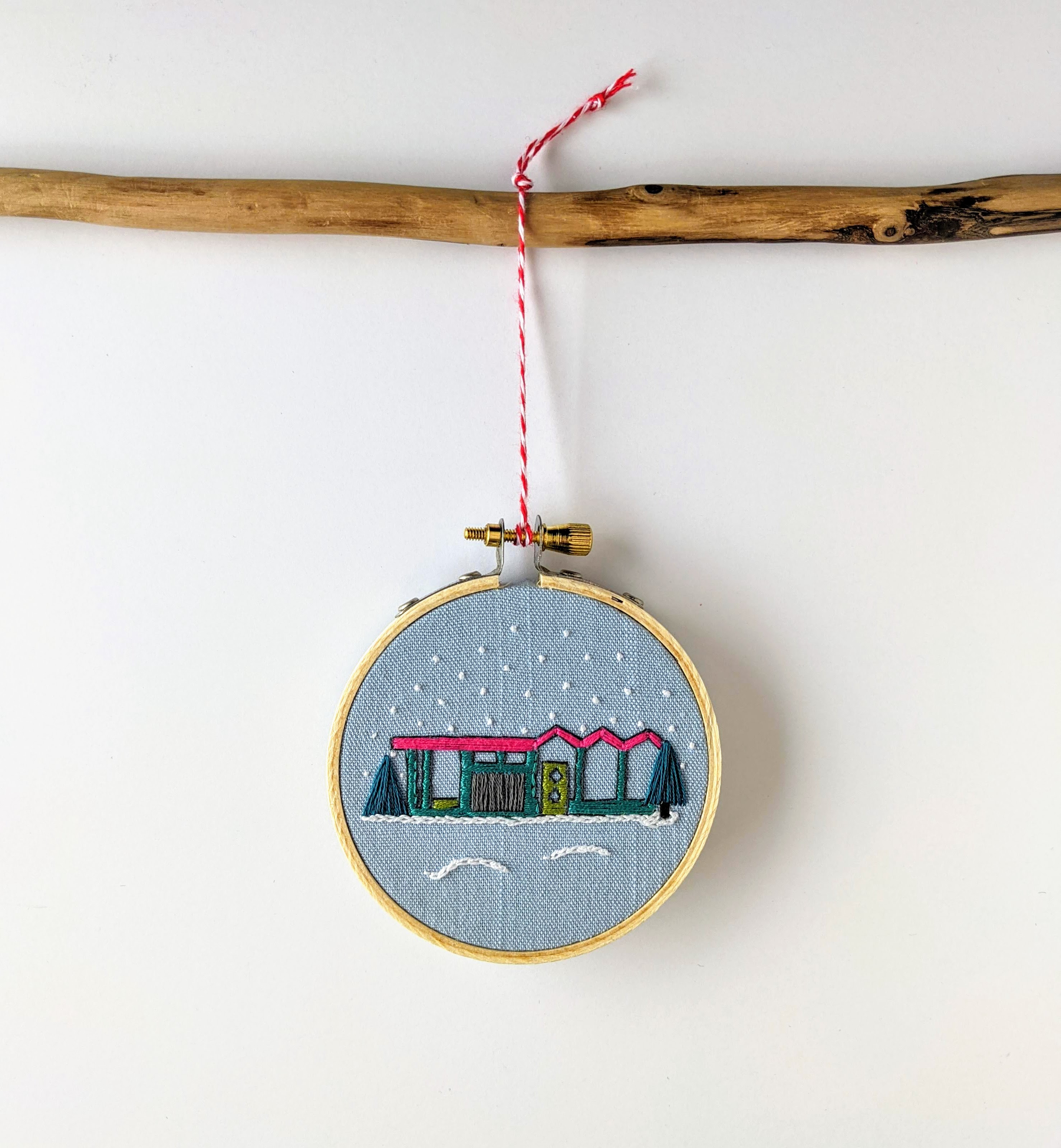 Mid-Century Holiday House Ornament